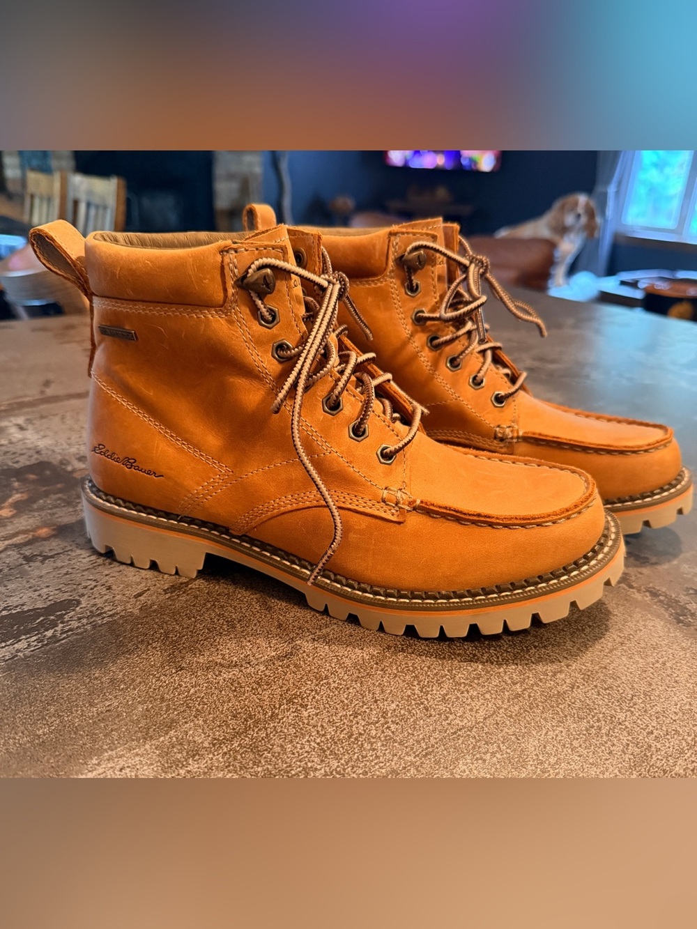 NWOT…Eddie Bauer Tan Leather Moc Toe Ankle Boots